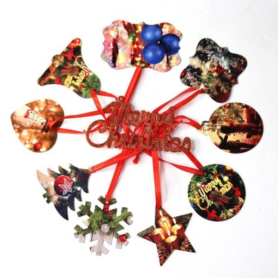 Wholesale sublimation blank diy christmas tree ornaments aluminum metal gifts christmas decoration supplies