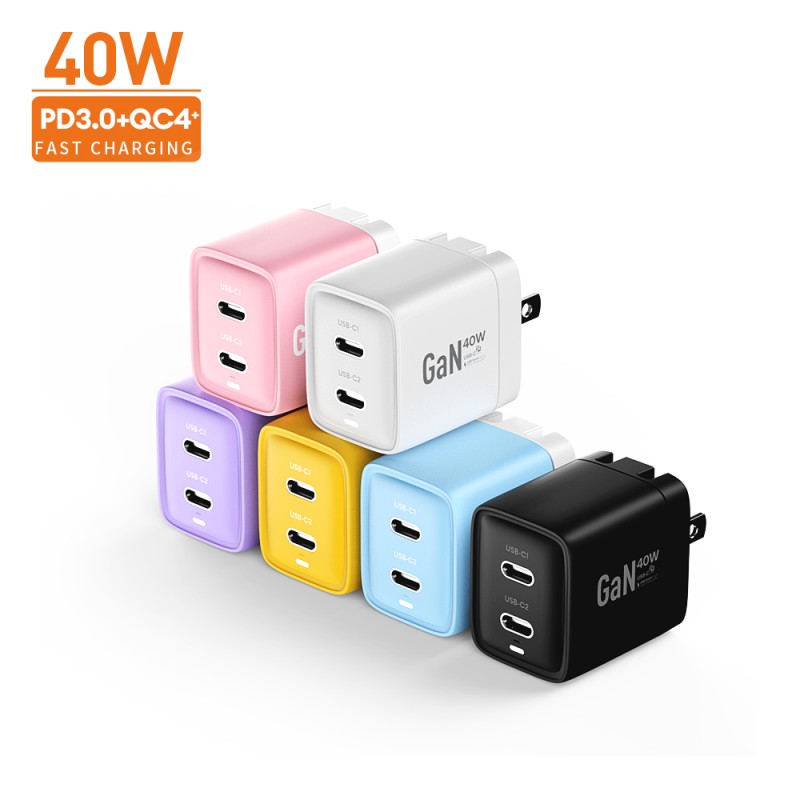 40W GAN Dual USB-C PD Fast Type C Charger Univasal Chargers Port Phone Super Mini USB C Wall Charger 40W GAN Dual USB-C PD Fast Type C Charger Univasal Chargers Port Phone Super Mini USB C Wall Charger