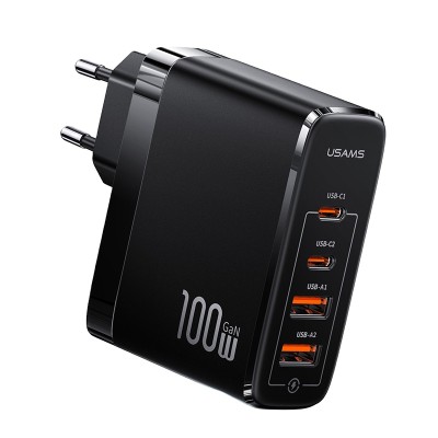 USAMS Trending Products 2022 Multifunction Fast Charging 100W 4 Ports Portable GaN Charger with 100W PD Cable