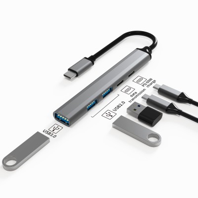 computer accessories type c hub BASIX ABS+Aluminum Alloy PD+USB-C data+USB2.0_2+USB3.0