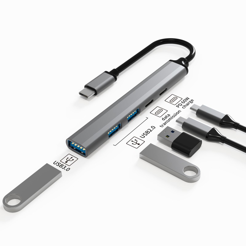 computer accessories type c hub BASIX ABS+Aluminum Alloy PD+USB-C data+USB2.0_2+USB3.0 computer accessories type c hub BASIX ABS+Aluminum Alloy PD+USB-C data+USB2.0_2+USB3.0