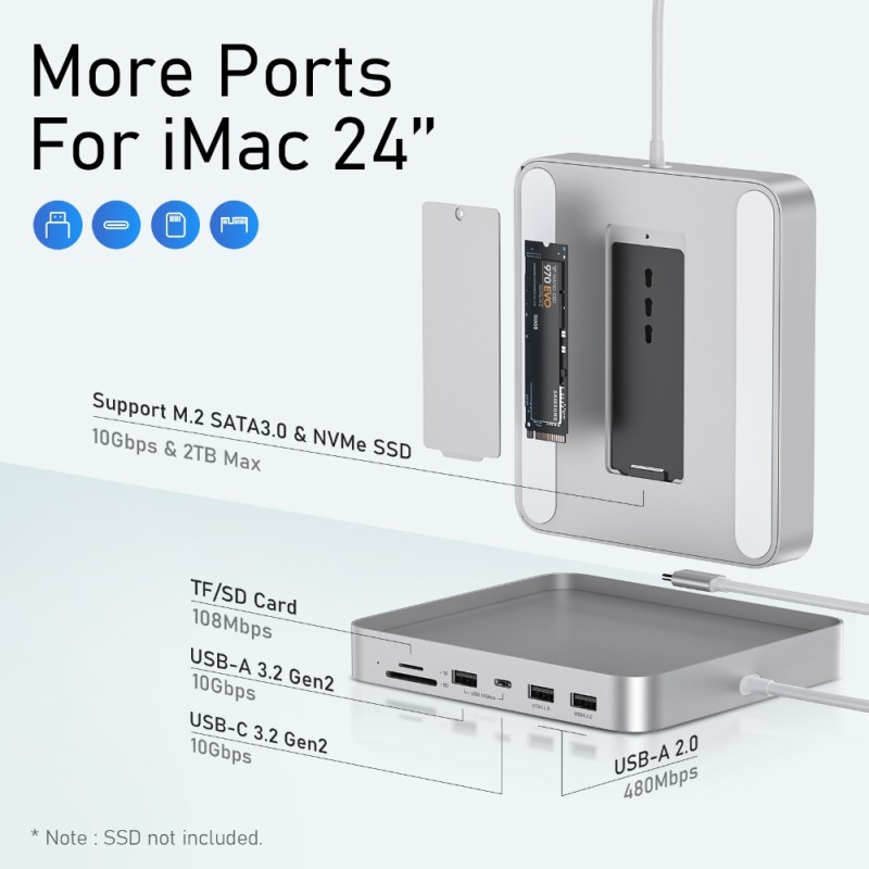 PULWTOP USB-C Hub Adapter Type-C docking station usb hub 3.0 splitter 7 port usb data hub for ssd computer accessories PULWTOP USB-C Hub Adapter Type-C docking station usb hub 3.0 splitter 7 port usb data hub for ssd computer accessories