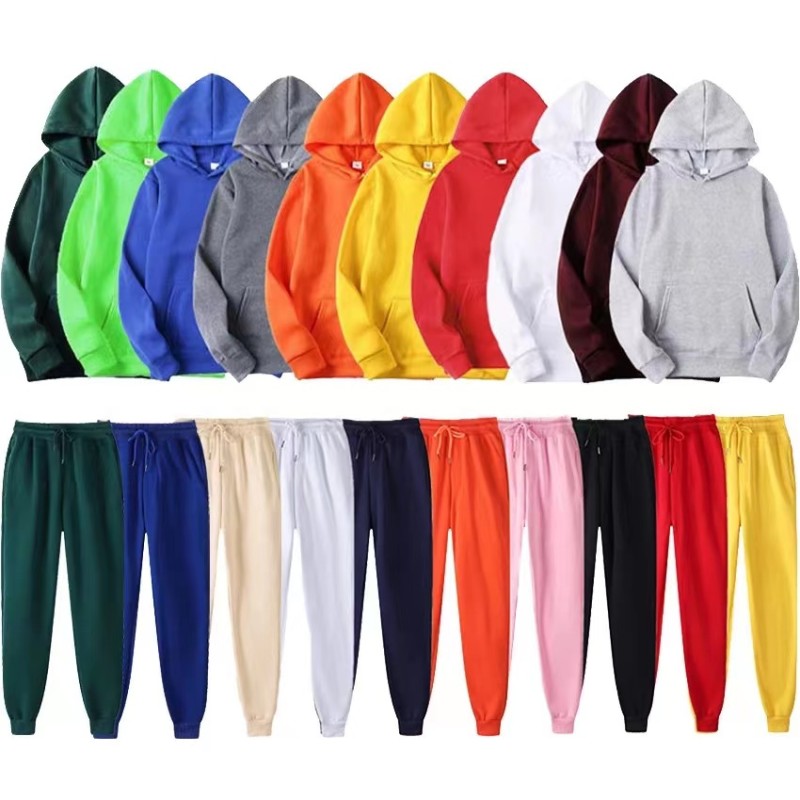 High quality sublimation blanks hoodie set cotton 100% polyester Custom design sweatpants and hoodie set for men High quality sublimation blanks hoodie set cotton 100% polyester Custom design sweatpants and hoodie set for men
