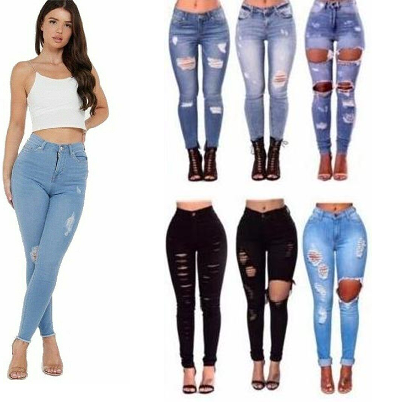 Wholesale Custom Women Elastic Stretch Jeans High Waist Solid Color Trousers Women Pencil Pants Skinny women Jeans Wholesale Custom Women Elastic Stretch Jeans High Waist Solid Color Trousers Women Pencil Pants Skinny women Jeans
