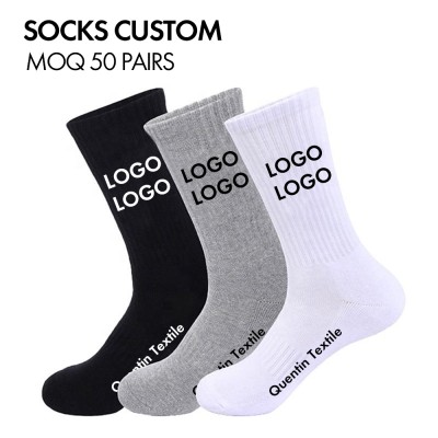 Wholesale High Quality Cotton Fashion Athletic Sport Crew Socks Custom Logo Pattern Design Mens Football Socks
