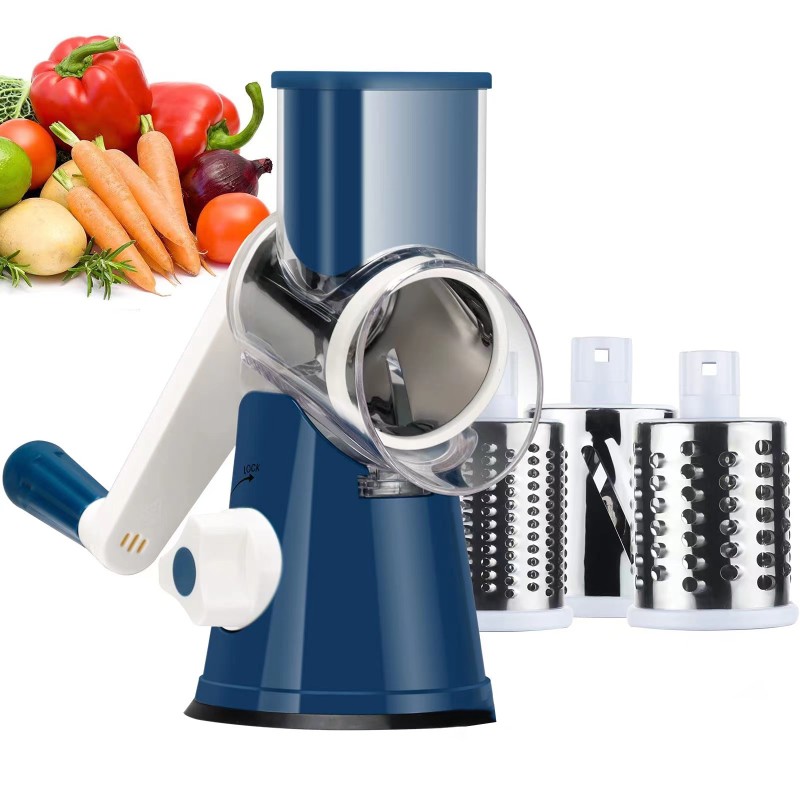 Kitchen 3 In 1 Manual Drum Rotary Cheese Grater Round Mandoline Vegetable Cutter_Slicer_Chopper Safe Food Grinder Kitchen 3 In 1 Manual Drum Rotary Cheese Grater Round Mandoline Vegetable Cutter_Slicer_Chopper Safe Food Grinder