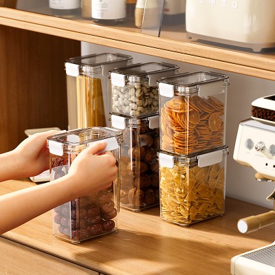 OWNSWING Transparent BPA Free Airtight Plastic Cereal Sealed Food Storage Container Organization Kitchen Pantry Organizer