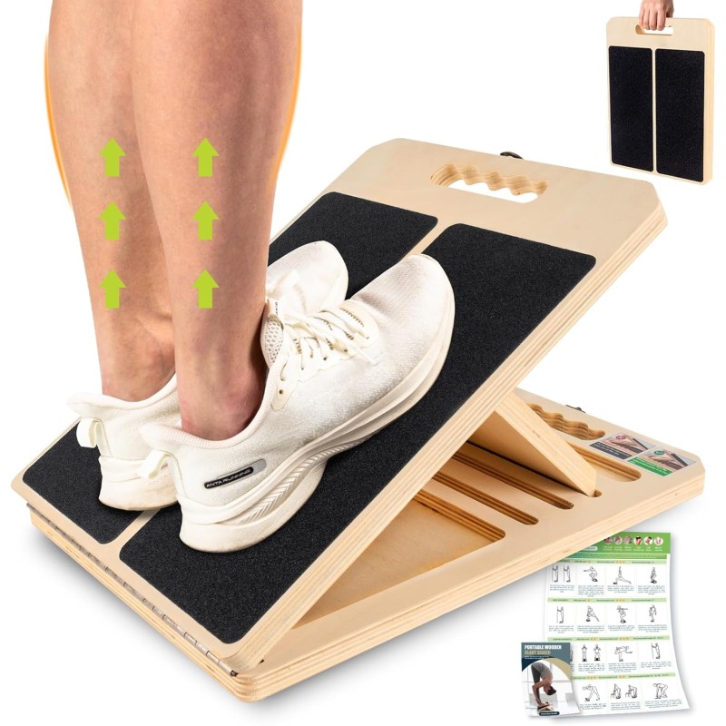 Slant Board for Calf Stretching, Adjustable Portable Wooden Incline Board for Calf Stretcher with Training Poster, 300 Lbs Weight Capacity Calf Stretch Wedge for Leg, Knees, Heel, Ankle & Stretching Slant Board for Calf Stretching, Adjustable Portable Wooden Incline Board for Calf Stretcher with Training Poster, 300 Lbs Weight Capacity Calf Stretch Wedge for Leg, Knees, Heel, Ankle & Stretching