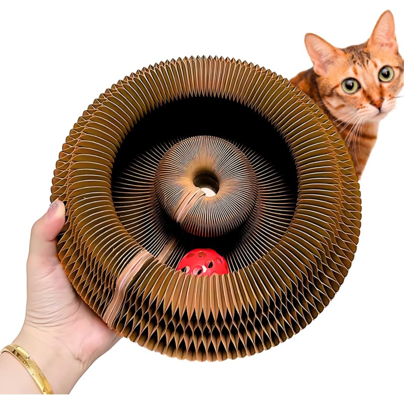 Kitty Kurlz - Kitty Kurlz Magnetic Toy & Reversible Cardboard Scratcher - Collapsible Ball Track with Bell - Durable Eco-Friendly Ring for Play, Chase & Scratch Kitty Kurlz - Kitty Kurlz Magnetic Toy & Reversible Cardboard Scratcher - Collapsible Ball Track with Bell - Durable Eco-Friendly Ring for Play, Chase & Scratch