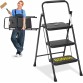 Simple Deluxe 3 Step Ladder, Step Stool Foldable, 800lbs Portable Ladder with Wide Anti-Slip Pedal, Step Stool for Adults, Lightweight Step Ladder for Home Kitchen and Outdoor
