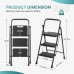 SMUG Step Ladder, 3 Step Stool Foldable with Anti-Slip Pedal & Comfortable Handrail, 800lbs Capacity Sturdy Steel Ladder, Protable Heavy Duty Step Stool for Kitchen, Garage & Outdoor Use, Black SMUG Step Ladder, 3 Step Stool Foldable with Anti-Slip Pedal & Comfortable Handrail, 800lbs Capacity Sturdy Steel Ladder, Protable Heavy Duty Step Stool for Kitchen, Garage & Outdoor Use, Black