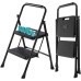 SMUG Step Ladder, 2 Step Stool Foldable with Anti-Slip Pedal & Comfortable Handrail, 800lbs Capacity Sturdy Steel Ladder, Protable Heavy Duty Step Stool for Kitchen, Garage & Outdoor Use, Black SMUG Step Ladder, 2 Step Stool Foldable with Anti-Slip Pedal & Comfortable Handrail, 800lbs Capacity Sturdy Steel Ladder, Protable Heavy Duty Step Stool for Kitchen, Garage & Outdoor Use, Black