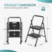 SMUG Step Ladder, 2 Step Stool Foldable with Anti-Slip Pedal & Comfortable Handrail, 800lbs Capacity Sturdy Steel Ladder, Protable Heavy Duty Step Stool for Kitchen, Garage & Outdoor Use, Black SMUG Step Ladder, 2 Step Stool Foldable with Anti-Slip Pedal & Comfortable Handrail, 800lbs Capacity Sturdy Steel Ladder, Protable Heavy Duty Step Stool for Kitchen, Garage & Outdoor Use, Black