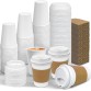 Ginkgo 100 Pack 12 oz Leak-Proof Coffee Cups with Lids and Sleeves Disposable To Go Hot Travel Paper Cups, Hot Chocolate, Cocoa, Coffee Bar Accessories