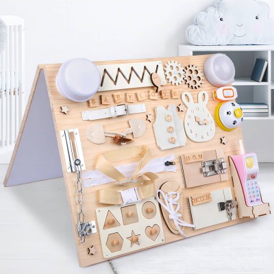 Children's Wooden Activity Busy Board Baby Kids Toy Wood Sensory Drawing Board Montessori Educational Learning Toys For Toddler