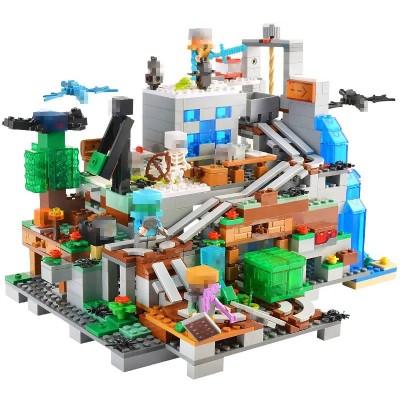 Compatible legoed Minecrafte The Mountain Cave Steve Assemble Building Blocks Toy My World Bricks Set Gifts