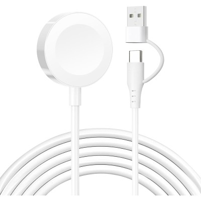【2025新設計】POLINK 2in1 USB A+C for アップルウォッチ 充電器 Apple Watch 充電器 充電ケーブル ワイヤレス 充電機 マグネット式充電ケーブル 持ち運び便利 軽量 急速充電器 Apple Watch Series11/10/9/8/7/6/5/4/3/2/1/SE/Ultra 対応 USB-A＆C ホワイト