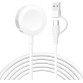 【2025新設計】POLINK 2in1 USB A+C for アップルウォッチ 充電器 Apple Watch 充電器 充電ケーブル ワイヤレス 充電機 マグネット式充電ケーブル 持ち運び便利 軽量 急速充電器 Apple Watch Series11/10/9/8/7/6/5/4/3/2/1/SE/Ultra 対応 USB-A&C ホワイト