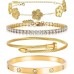 18K Gold Plated Womens Stackable Floral Gold Clover Bracelets Set Love Bangle Bracelets Non Tarnish, Nail Bracelet Set Trendy Jewelry,Gifts for Women's Day and Mother's Day 18K Gold Plated Womens Stackable Floral Gold Clover Bracelets Set Love Bangle Bracelets Non Tarnish, Nail Bracelet Set Trendy Jewelry,Gifts for Women's Day and Mother's Day